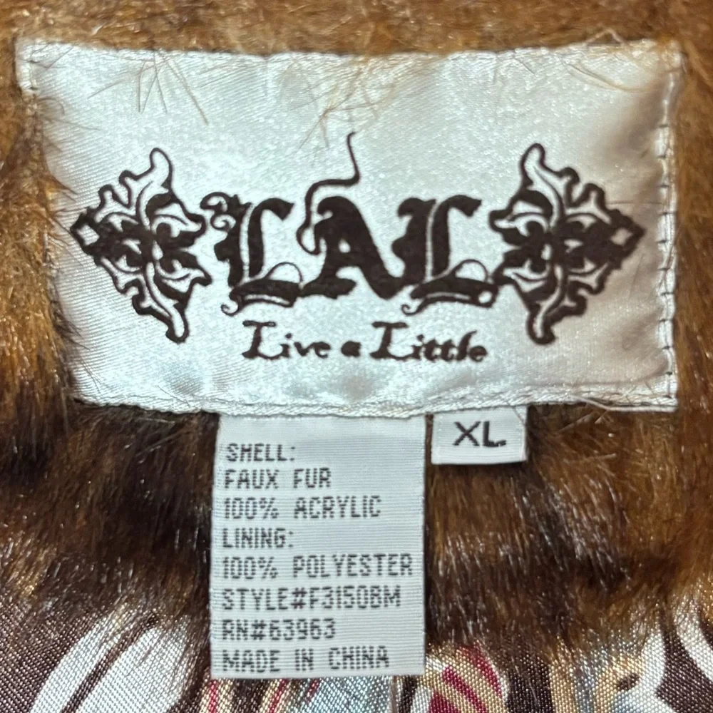 Vintage Fur Vest Luxury Faux Fur 1990s 2000s Y2K Brown Gold Black Size XLarge